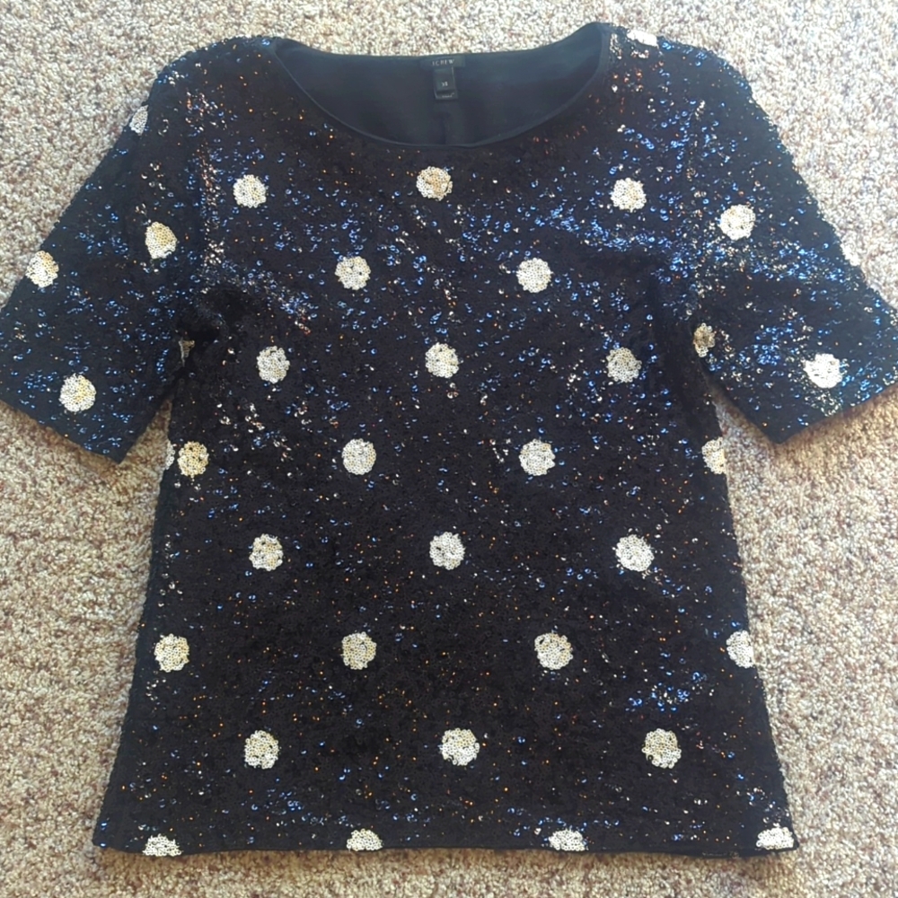 JCrew holiday- sequin top size xs